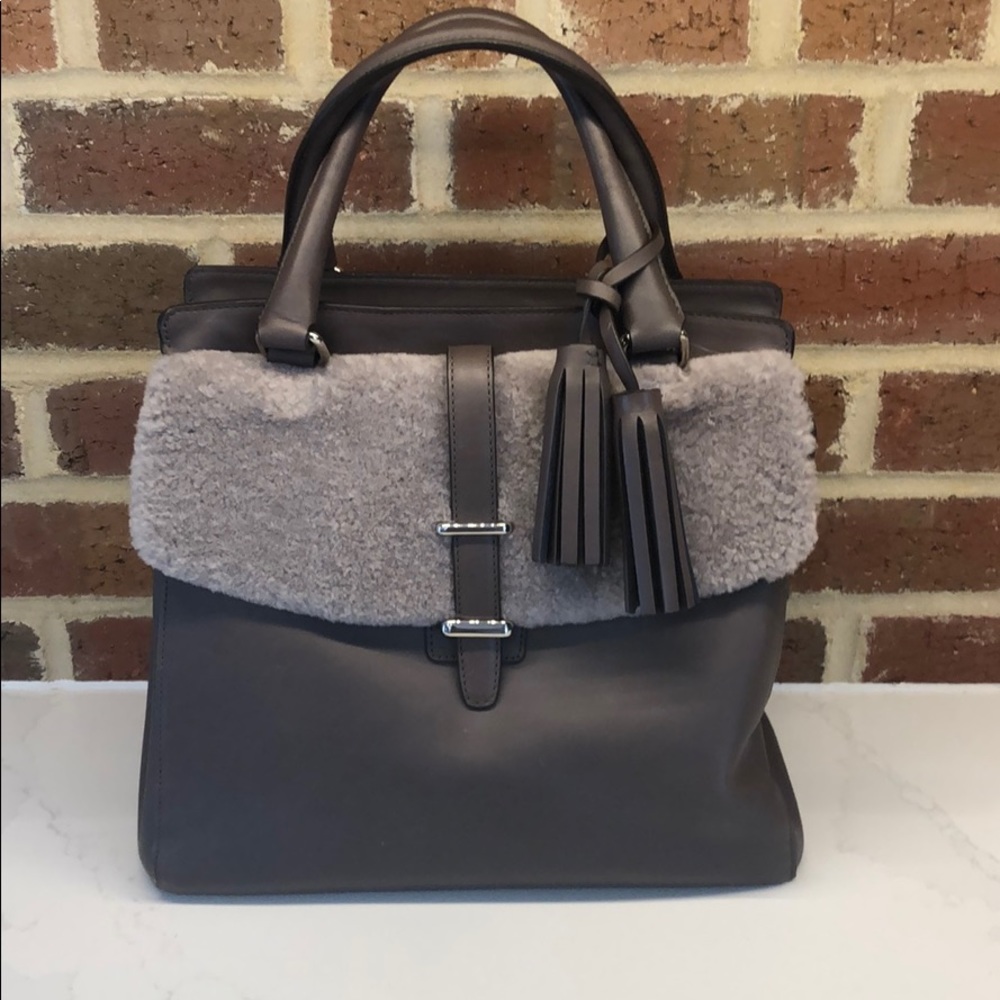 Coach shearling and leather handbag